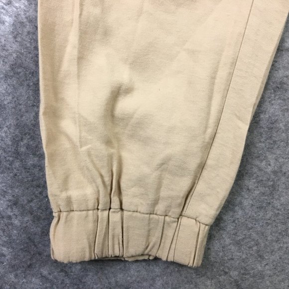 Zara Jogger Pants S Khaki Cargo Drawstring Tapered High Rise Casual Relaxed Tan - Picture 2 of 16
